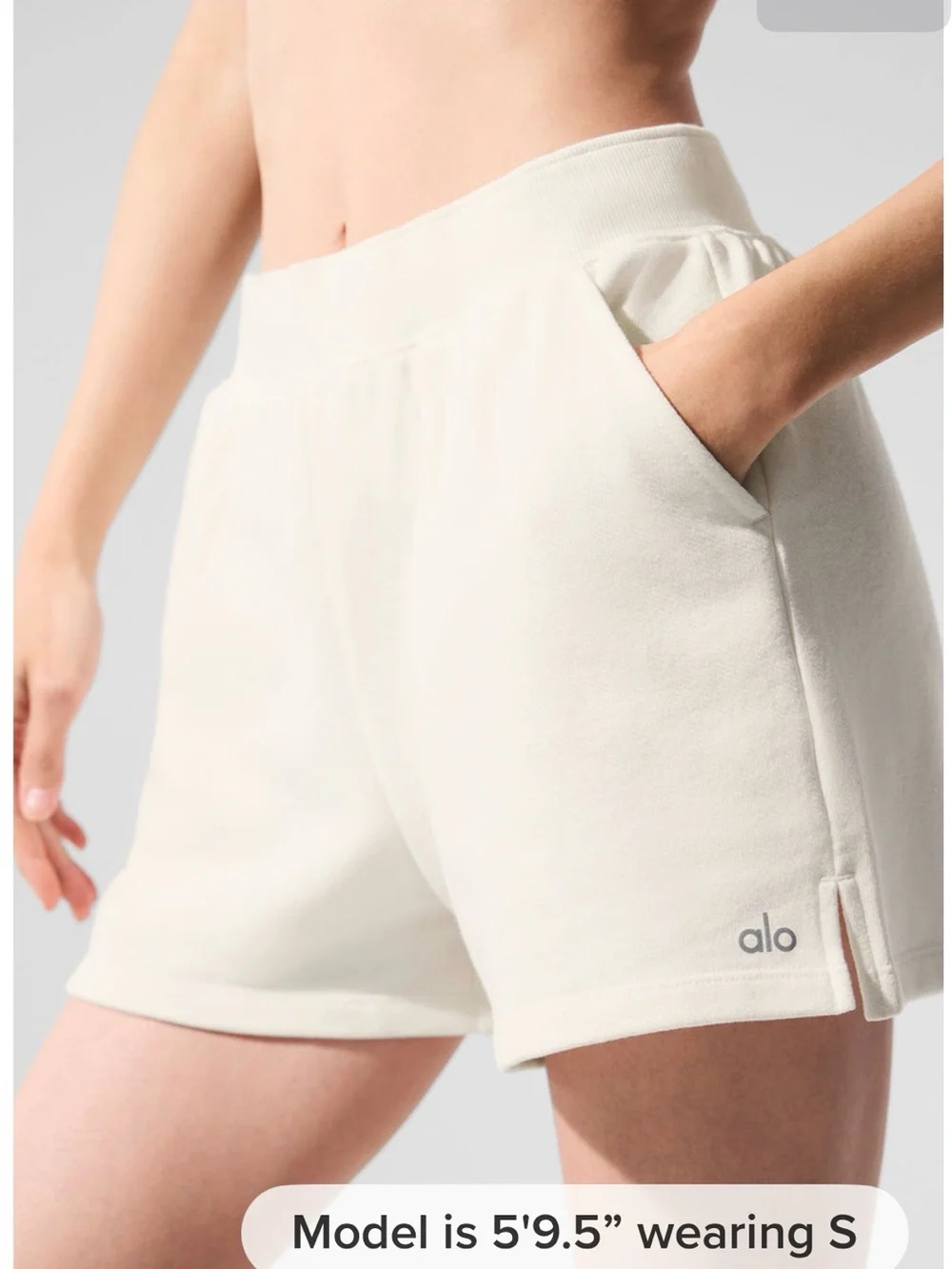 ALO - low key sweat shorts in ivory. Size Large. NWT